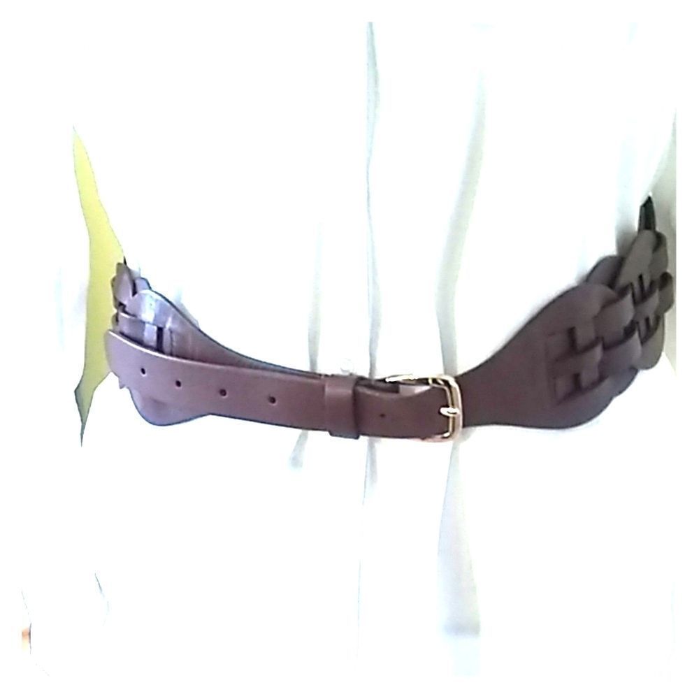 Intricately woven brown leather belt 0021belt